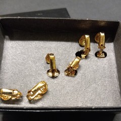 Evan St. Clair 3 Pairs of Gold Tone & Genuine Diamond Dust Clip On Earrings -Box