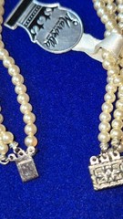 Circa 1950 NOS Marvella 3-Str Faux Pearl Necklace ,Original Tag,Box,Sterlinig
