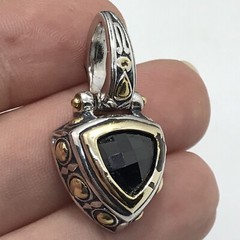 Vintage Renaissance Revival 2-Tone Black Onyx Cubic Zirconia Pendant