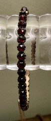 Antique Deep Burgundy Bohemian Garnet Bangle Bracelet with Safety Chain