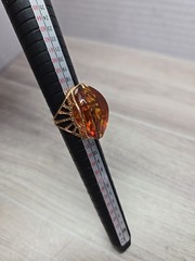 Vintage Soviet 14k Gold Baltic Russian amber ring Ussr Tested Size 7