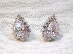 Gorgeous JTV Pear Shape Earrings Cubic Zirconia Stud W 925 7/8 in.