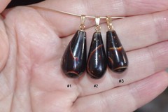 Genuine Vintage 14K Carved 45MM Elongated Teardrop Black Coral Pendent