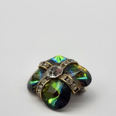 Stunning Rivoli rhinestone clip earrings unsigned Rainbow watermelon bold