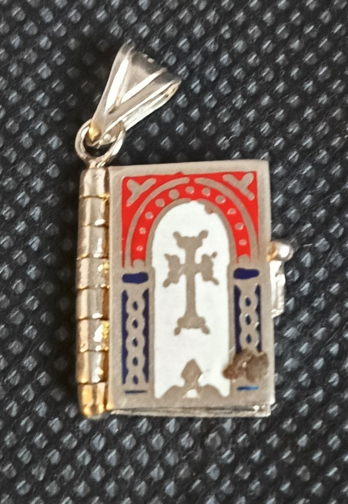 925 Sterling Silver Armenian Bible Book Pendant -Tsitsernakaberd Memorial