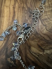 Vintage Lia Sophia Baby Blue Aurora Borealis Crystal Charm Necklace Boho Chic