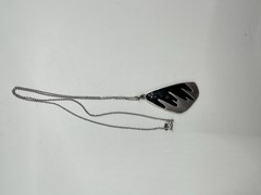 Vintage Meka Denmark Atomic Pendant Necklace Sterling Silver and Black Enamel