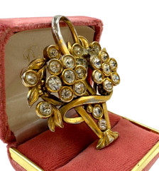 STUNNING VINTAGE BROOCH FLOWER BERRIES BASKET GIARDINETTI LITTLE GARDEN JEWELRY