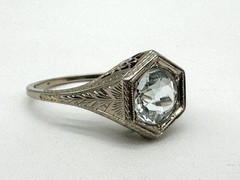 Antique Art Deco Belais 18k White Gold Ring Wedding Engagement Size 7