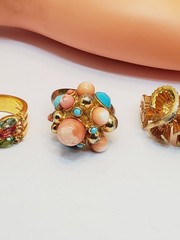 Vintage Ring Lot 5 piece Multicolor Fashion Costume Gold Filled (1)