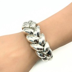 MCM Modernist Ribbed Sterling Silver Braided Cuff Bracelet