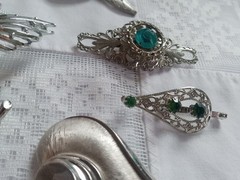 Vintage Brooch Lot Signed Crown Trifari Silver Toned Judy Lee