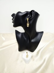 Vintage Gold Tone Clip On Dangle Drop Earrings With Rhinestones – 3 Rings Design