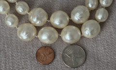 VTG Double Strand Faux Pearl Choker 14″ Grad Irregular Beads Gold‑Tone Clasp
