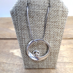 Vintage LA Studio Signed Sterling Silver Peace Slide Pendant Necklace 18″