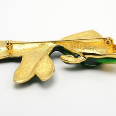 VINTAGE SPHINX STAMPED 1159 GREEN ENAMEL FIGURAL GOLDFISH BROOCH