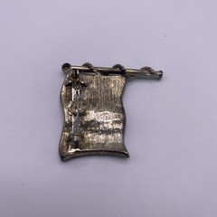 Vintage American Flag Brooch Pin Silver Tone USA Red White And Blue Old Glory