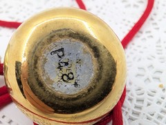 Vintage Prendant Revlon Charlie Solid Perfume Brass metal Apple bottle READ