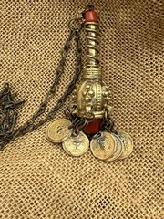 Vintage Yemeni Jewish Amulet Pendant Necklace Coin Charms Tribal