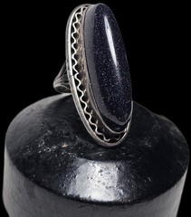ESTATE VINTAGE STERLING SILVER PURPLE GOLDSTONE RING SIZE 6 FREE USA SHIPPING