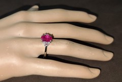 Vintage Platinum Engagement Ring 2.30ct. Natural Burma Oval Ruby AGL CERT