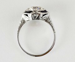 14K White Gold Over Lab Created Diamond 2CT Art Deco Sapphire Halo Vintage Ring