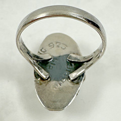 Signed Sterling Silver Turquoise Ring in Elongated Oval Setting – Size 6.25