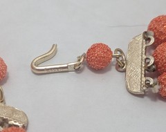 Estate Vintage Japan Orange Sugar Bead Necklace Clip Earrings Demi Parure Set
