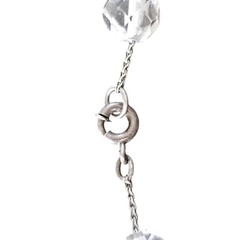 Vtg Art Deco Rock Crystal Quartz Faceted Bead 28″ Necklace Sterling Chain