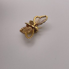 Beautiful Vintage Monet Gold Delicate Butterfly Pin, Signed, Secure Clasp