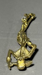 Vintage AJC Fashion Lady in Suit and Hat Brooch Gold Tone Pin 2 7/8 inch
