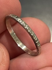1920s Art Deco 18K Solid White Gold Fancy Engraved Wedding Band Fancy! 1.3GR!