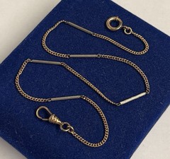 2 Tone Bar Link Gold filled fob Cuban Curb Watch Chain Gf 14” victorian 2mm 4.3g