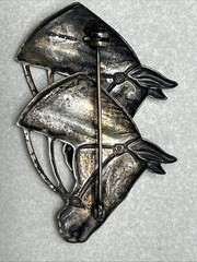 Vintage Rare Two Horse Head Brooch Pin Marked Sterling Uncas Mfg. Co.
