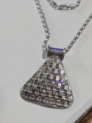 Vtg J. R. I. 925 Weaved Triangle Pendant On 925 Italy Chain