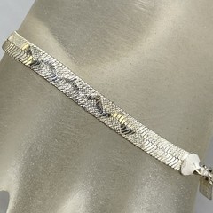 Revlon VTG Herringbone Bracelet Silver Tone Reversable Geometric Design 7.25″
