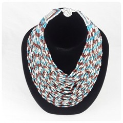 Vintage Necklace Costume Jewelry Seed Beads Statement Piece Ethnic Hippie Retro