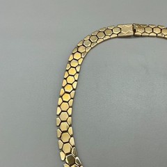 Crown Trifari Necklace Vintage Gold Tone Honeycomb Hexagon Bolo Drop 18″ Pat Pen