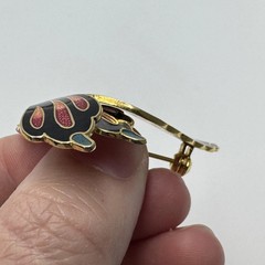 Vintage Cloisonne Butterfly Brooch Pin Enamel Multicolor 1.75in Gold Tone
