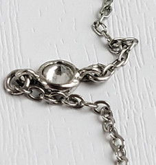 Clear Crystal Bezel Silver Tone Station Opera Length Necklace 36 In