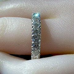 Original EARTH MINED DIAMOND Wedding BAND Deco Eternity Anniversary RING S – 6.5
