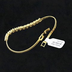 NYJEWEL 14k Yellow Gold White Clear Stone Bracelet 7″