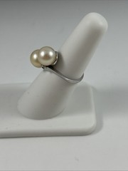 Vintage Bock-Lewis B-L 14k White Gold And Pearl Diamond Ring