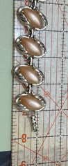 Vintage 60s Leaf Design Bracelet & Earrings Set 3 PC Thermoset Peach Gold Tone