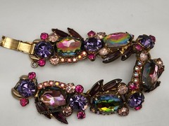 Vintage Juliana D&E Purple Watermelon Heliotrope 5 Link Bracelet Verified