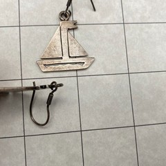 Vintage Mexico Sailboat Sterling Silver Dangle Earrings