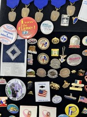 Vintage Gold & Silver Tone Assorted, Marketing, Flag, Music Pin Back Lot Of 75+