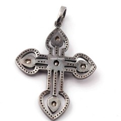 Natural Rosecut Diamond Uncut Polki 925Sterling Silver Victorian Pendant Jewelry