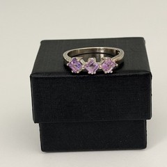 Vintage 925 Sterling Silver Natural Amethyst February Birthstone Ring Size 9.5