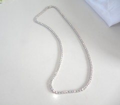 Vintage Sterling Silver 925 Cubic Zirconia Tennis Necklace Fits 18″